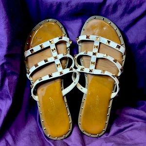 White with gold studs sandal size 7